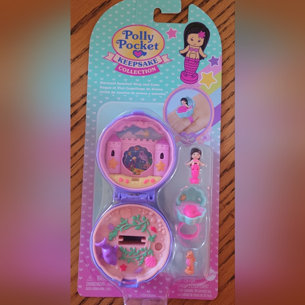 Polly Pocket Keepsake Collection RARE* Mermaid Compact - Purple and Pink
